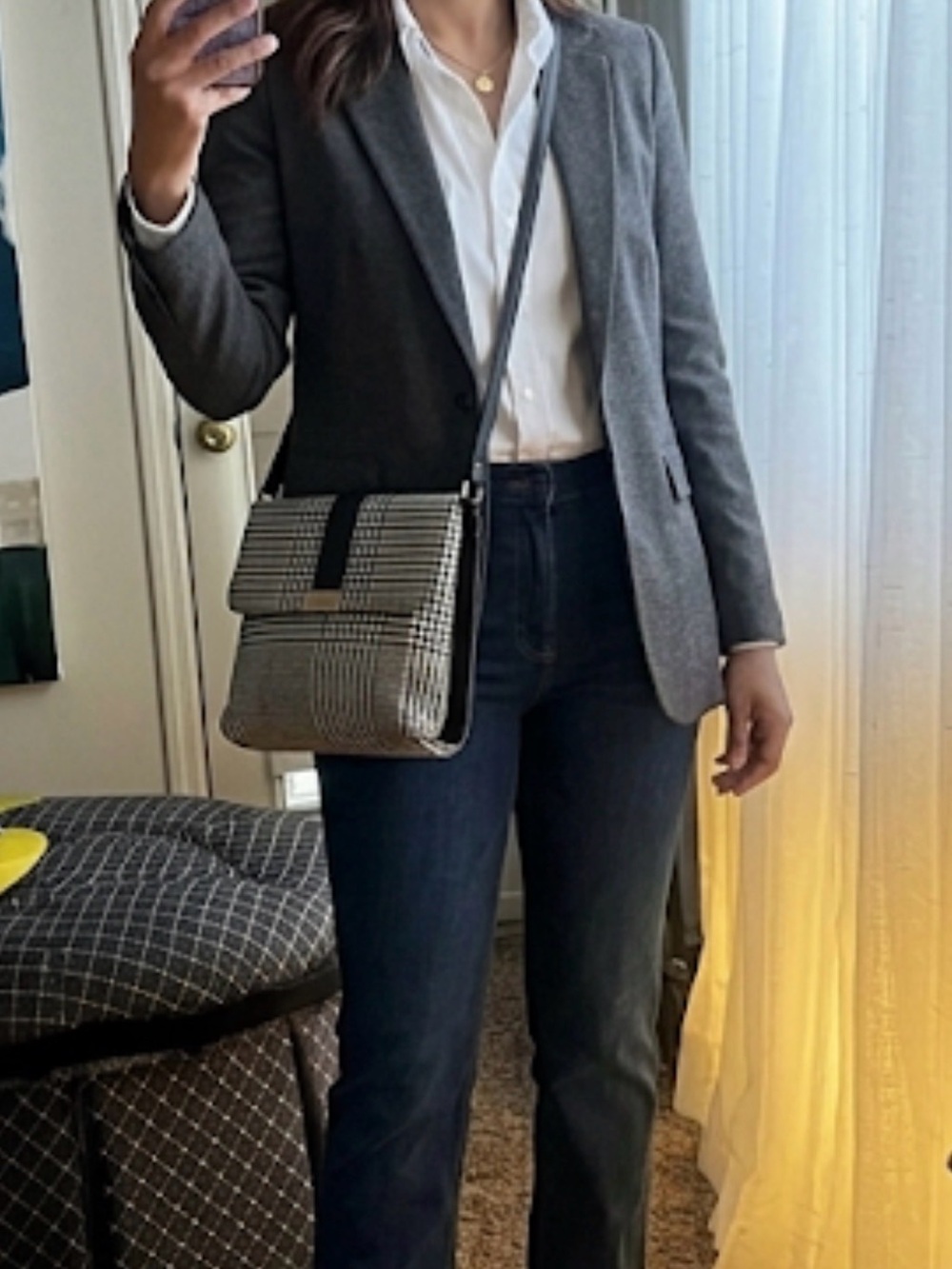 Lauren Ralph Lauren Classic Black & White Plaid Shoulder Bag